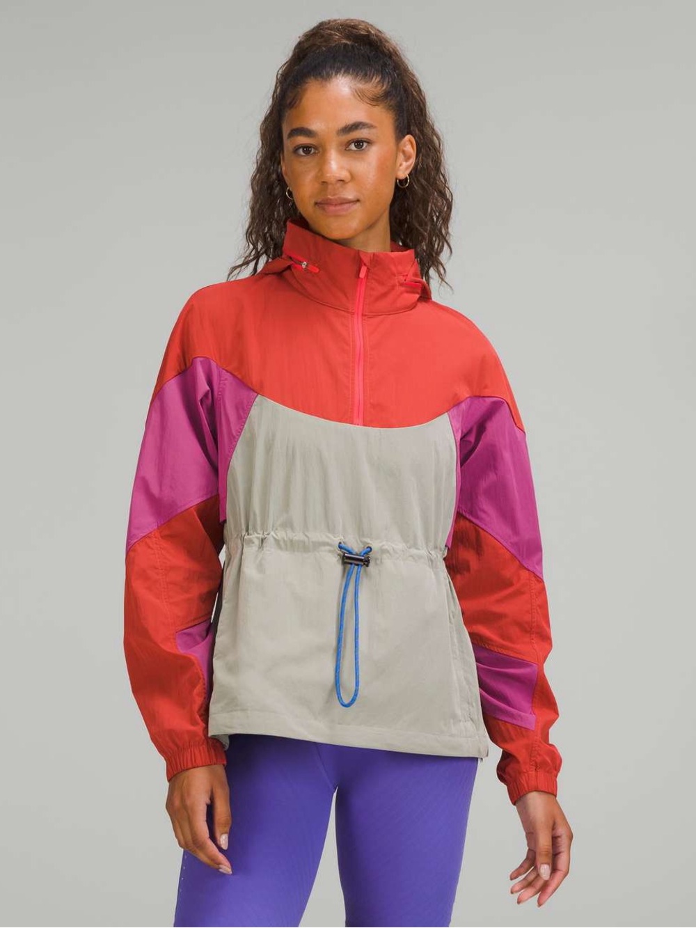 Lululemon Evergreen Anorak Size 8 Retro Colorblock Pink Punch Lychee Raw Linen